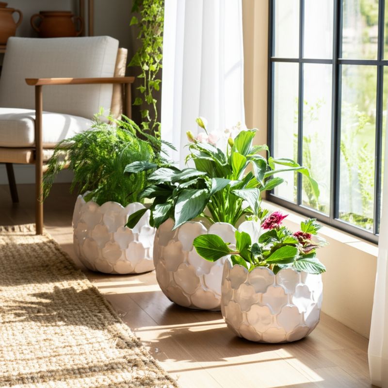 HAZENSHAW SET OF 3 WHITE PLANTER 11 (IN) - Imagen 2