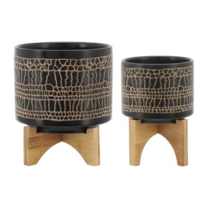 LANDONVIEW SET OF 2 BLACK PLANTER 11 (IN)