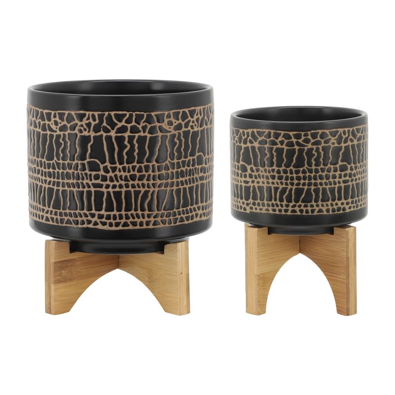 LANDONVIEW SET OF 2 BLACK PLANTER 11 (IN)