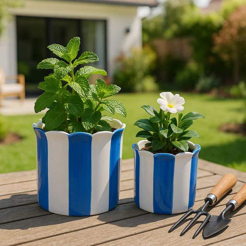 RAFESHAW SET OF 2 BLUE PLANTER 7 (IN) - Imagen 2