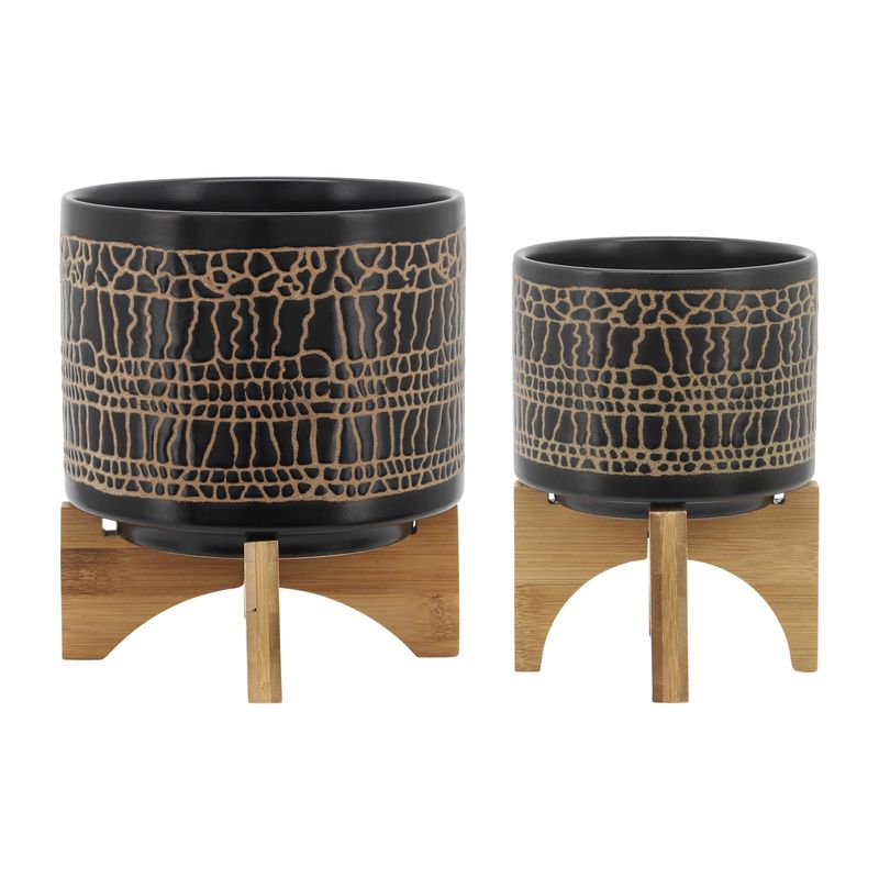 LANDONVIEW SET OF 2 BLACK PLANTER 11 (IN) - Imagen 3