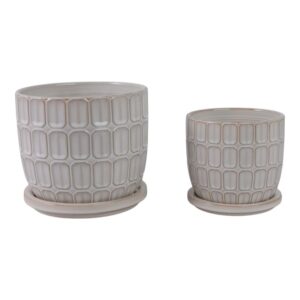 LEONAHAM SET OF 2 WHITE PLANTER 7 (IN)