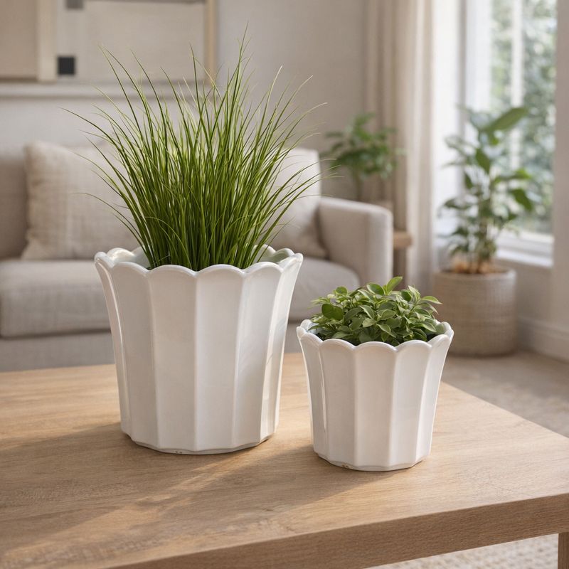 DEANGROVE SET OF 2 WHITE PLANTER 7 (IN) - Imagen 2