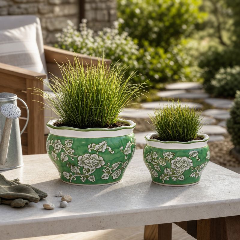 HENLEYDALE SET OF 2 GREEN PLANTER 6 (IN) - Imagen 2