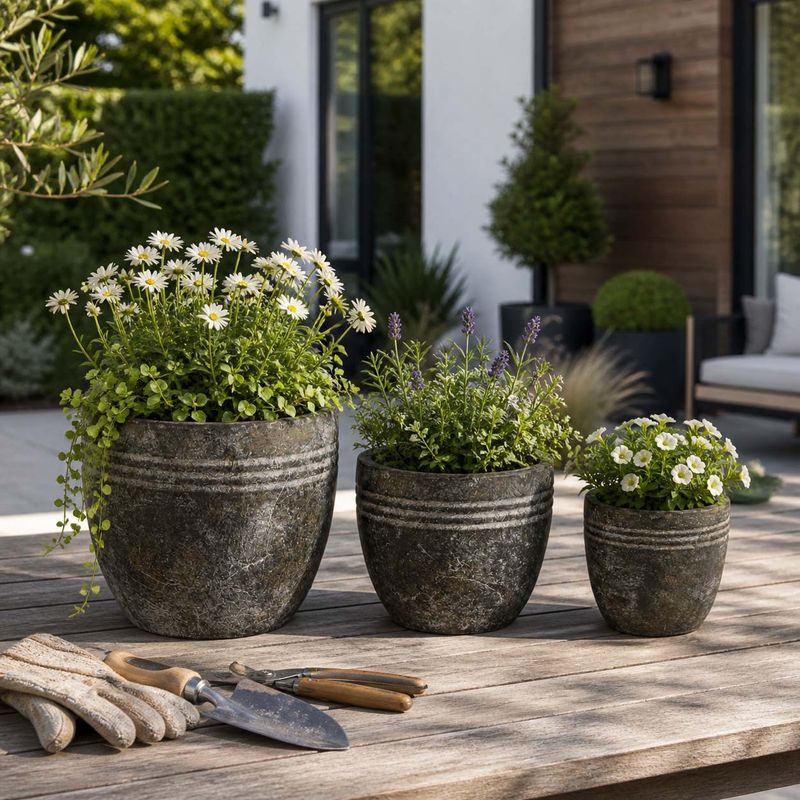 EDGEGATE SET OF 3 BROWN PLANTER 8 (IN) - Imagen 2