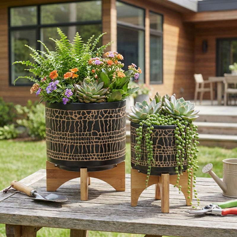 LANDONVIEW SET OF 2 BLACK PLANTER 11 (IN) - Imagen 2