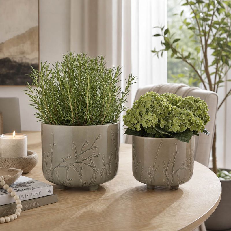 GARNETTHAM SET OF 2 GREEN PLANTER 10 (IN) - Imagen 2