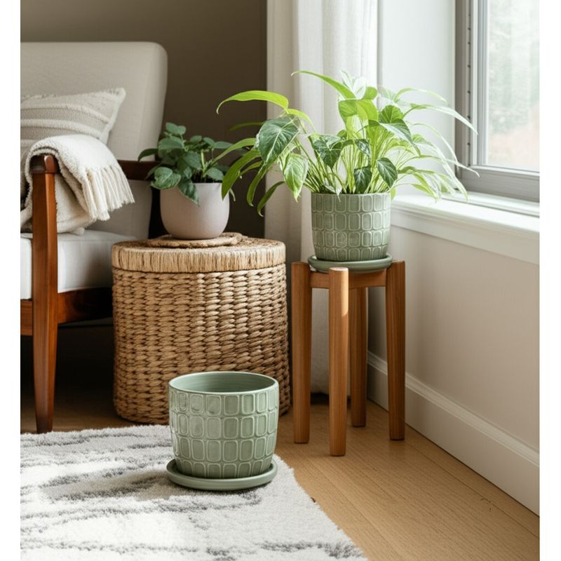 LEONAHAM SET OF 2 GREEN PLANTER 7 (IN) - Imagen 2