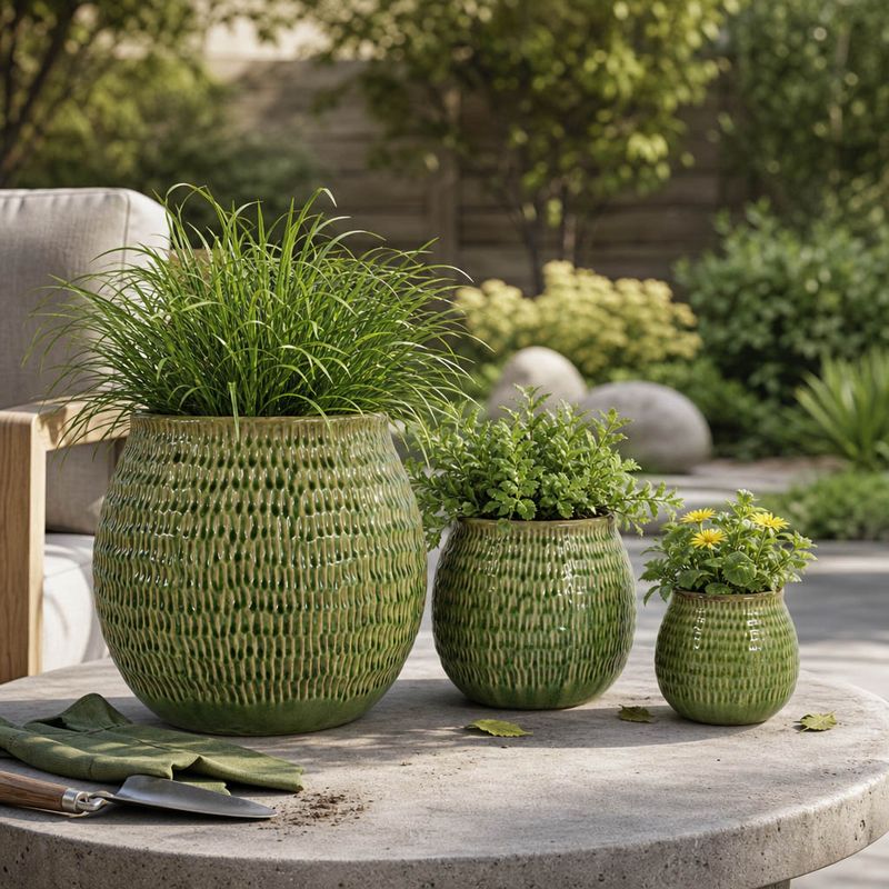 HILTONCLIFF SET OF 3 GREEN PLANTER 11 (IN) - Imagen 2
