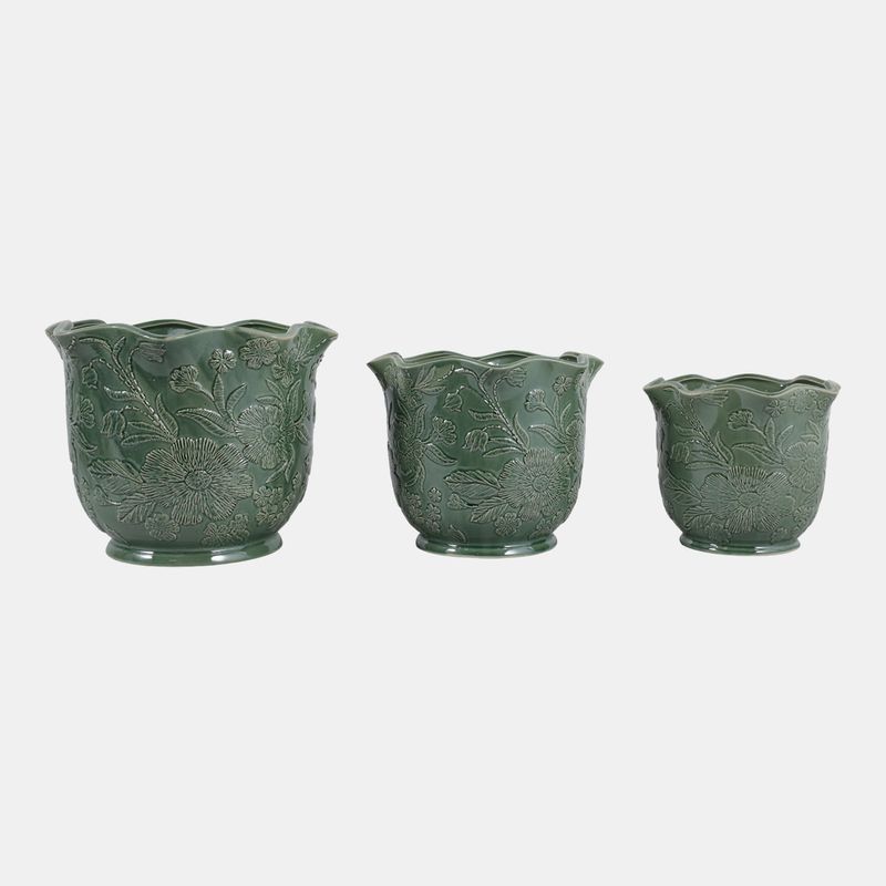 CLAYBROOK SET OF 3 GREEN PLANTER 9 (IN)