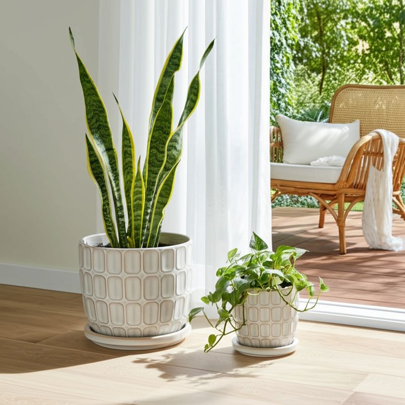 LEONAHAM SET OF 2 WHITE PLANTER 7 (IN) - Imagen 2