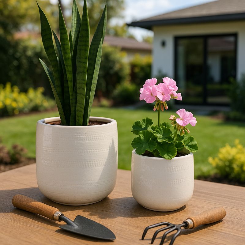 PEYTONLAKE SET OF 2 WHITE PLANTER 10 (IN) - Imagen 2