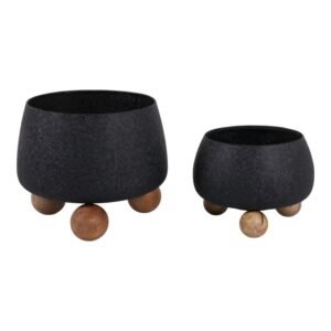 ALBAFIELD SET OF 2 BLACK PLANTER 9 (IN)