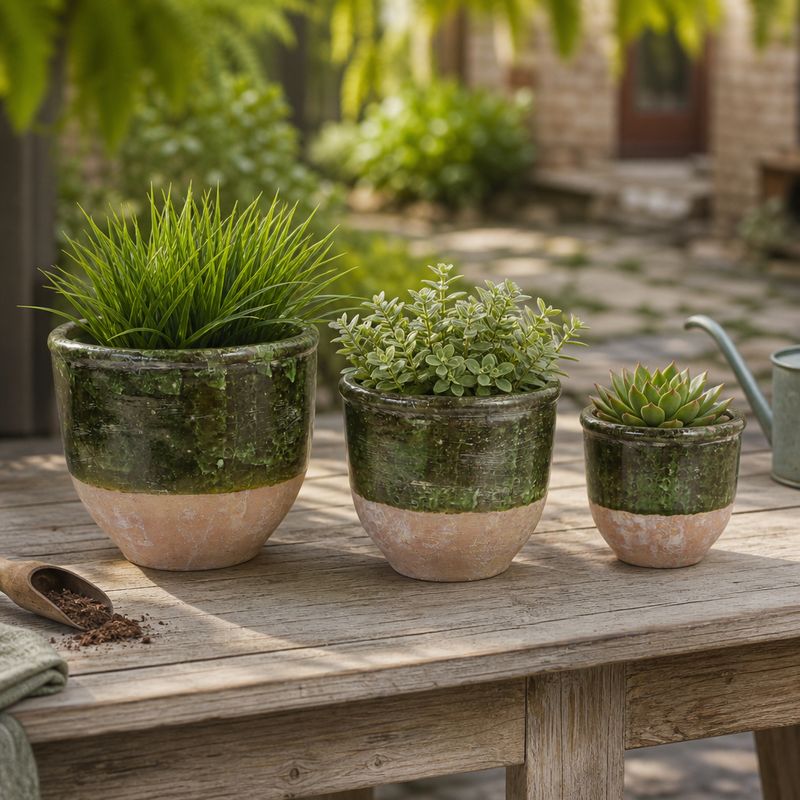HAYFORDWAY SET OF 3 GREEN PLANTER 8 (IN) - Imagen 2