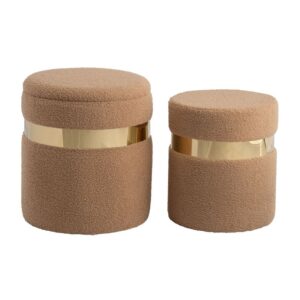 GORDENRIDGE SET OF 2 TAN OTTOMANS 18 (IN)