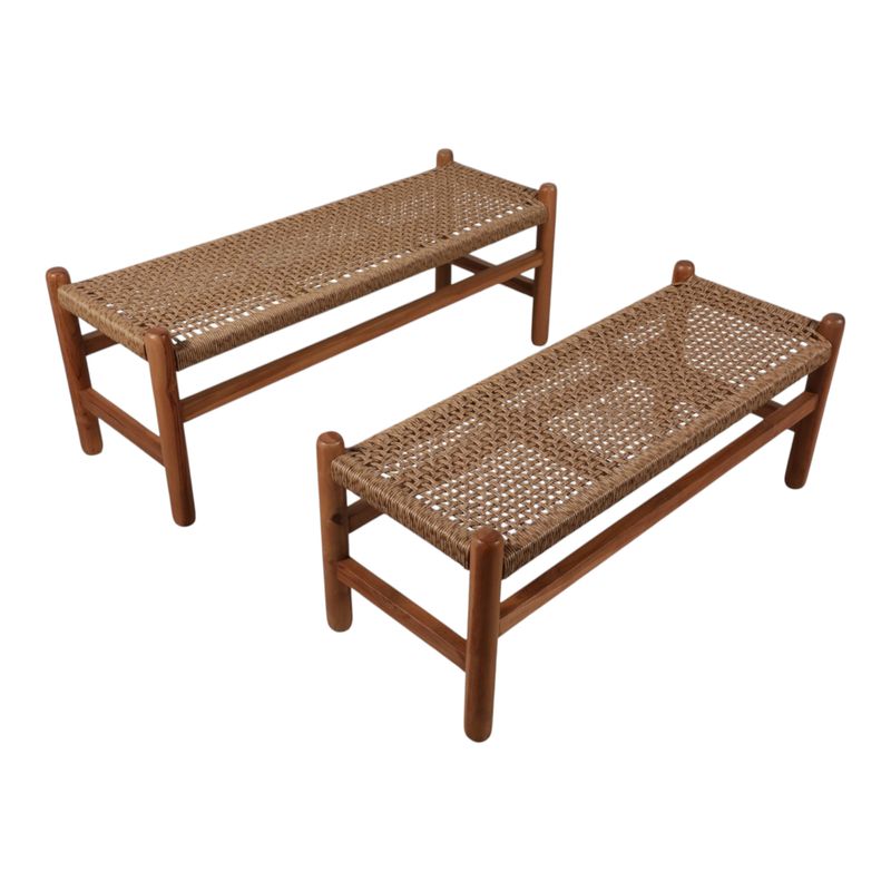 RAMONATON SET OF 2 TAN BENCHES 18 (IN) - Imagen 3