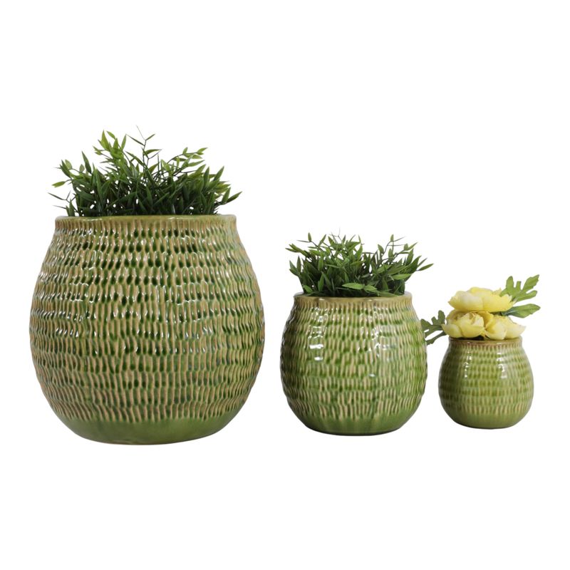 HILTONCLIFF SET OF 3 GREEN PLANTER 11 (IN) - Imagen 3